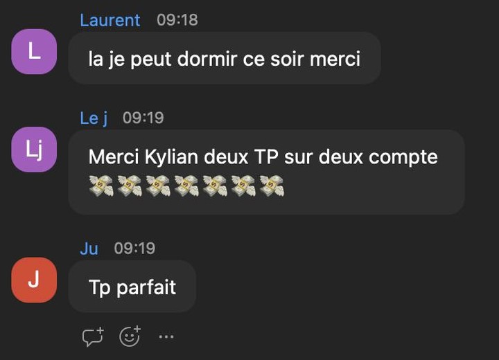 Réactions des membres pendant un live